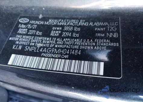 2021 Hyundai Elantra Se from USA, damaged, VIN 5NPLL4AG9MH041484